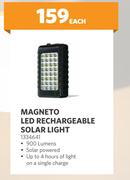 Magneto LED Rechargeable Solar Light 1334641-Each