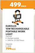 Eurolux 20W Rechargeable Portable Work Light 1266020-Each