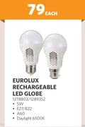 Eurolux Rechargeable LED Globe 1278803/1289352-Each