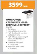 Omni Power Carbon 12V 100Ah Deep Cycle Battery 1374921-Each