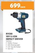 Ryobi 18V Li-Ion Impact Driver 1251502-Each