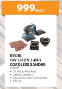 Ryobi 18V Li-Ion 3 In 1 Cordless Sander 1372101-Each
