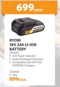 Ryobi 18V 2Ah Li-Ion Battery 1336143-Each