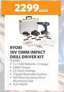 Ryobi 18V 13mm Impact Drill Driver Kit 1233185-Each