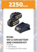 Ryobi 18V Li-Ion Battery & Charger Kit 1372096-Each
