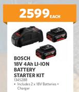 Bosch 18V 4Ah Li-Ion Battery Starter Kit 1345288-Each