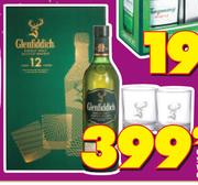 Glenfiddich 12 Year Old Single Malt Scotch Whisky 750ml With 2 Glasses