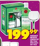 Tanqueray Imported London Dry Gin 750ml With Glass