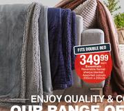 Essentials Reversible Flannel Sherpa Blanket 200cm x 200cm-Each