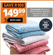 Essentials Burnout Flannel Fleece Blanket 200cm x 200cm-Each