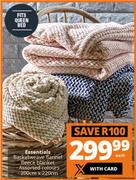 Essentials Basketweave Flannel Fleece Blanket 200cm x 220cm-Each
