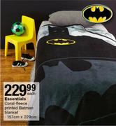 Essentials Coral-Fleece Printed Batman Blanket 157cm x 229cm-Each