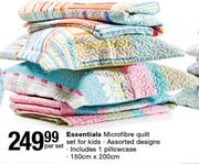 Essentials Microfibre Quilt Set For Kids 150cm x 200cm-Per Set