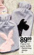 2Ltr Fleece Hot Water Bottle-Each