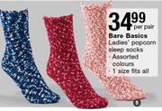 Bare Basics Ladies Popcorn Sleep Socks-Per Pair