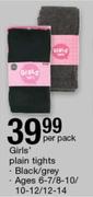 Girls Plain Tights-Per Pack