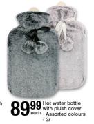 2Ltr Hot Water Bottle With Plush Cover-Each