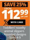 2Toddler's Novelty Animal Slippers-Per Pair