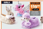 Girl's Novelty Animal Slippers-Per Pair