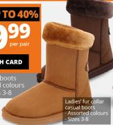 Ladies Fur Collar Casual Boots-Per Pair