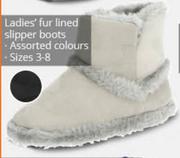 Ladies Fur Lined Slipper Boots-Per Pair