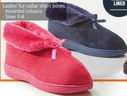 Ladies Fur Collar Short Boots-Per Pair