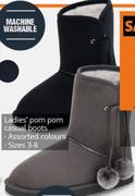 Ladies Pom Pom Casual Boots-Per Pair