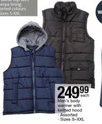 Men's Body Warmer With Knitted Hood Assorted-Each