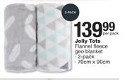 Jolly Tots Flannel Fleece Geo Blanket (2 Pack)-70cm x 90cm Per Pack