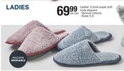 Ladies 2 Tone Super Soft Mule Slippers-Per Pair
