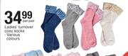 Ladies Turnover Cosy Socks-Per Pair