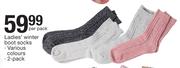 Ladies Winter Boot Socks-2's Per Pack