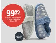 Ladies Closed Back Fur-Lined Slippers-Per Pair
