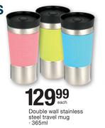 Double Wall 365ml Stainless Steel Travel Mug-Each