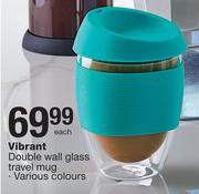 Vibrant Double Wall Glass Travel Mug-Each
