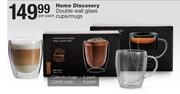 Home Discovery Double Wall Glass Cups/ Mugs-Per Pack