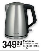 Platinum 1.7Ltr Stainless Steel Cordless Kettle