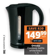 Ottimo 1.7Ltr Cordless Kettle (White/ Black)-Each