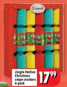 Jingle Festive Christmas Crepe Crackers-6 Pack