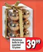 Christmas Balls In Box Assorted-12 Piece
