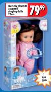 Nursery Rhymes 25cm Assorted Singing Dolls 
