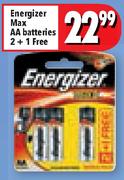 Energizer Max AA Batteries 2+1 Free