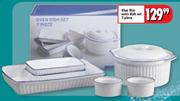 Blue Rim Oven Dish Set-7 Piece