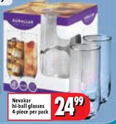 Nevakar Hi-Ball Glasses 4 Piece-Per Pack