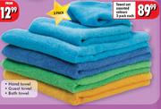 Towel Set Assorted Colours 3 Pack-Each