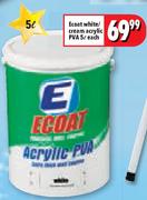 Ecoat White/Cream Acrylic PVA-5L Each