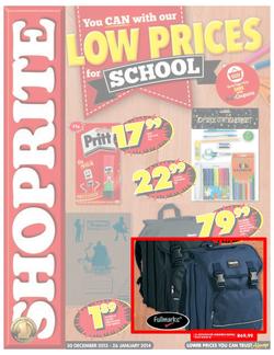 Shoprite : Low Prices For School (30 Dec - 26 Jan 2014), page 1