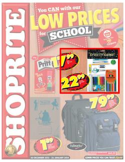 Shoprite : Low Prices For School (30 Dec - 26 Jan 2014), page 1