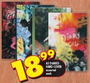 A5 Diaries Hard Cover Assorted-Each
