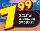 Croxley A4 Rainbow File Dividers-5's